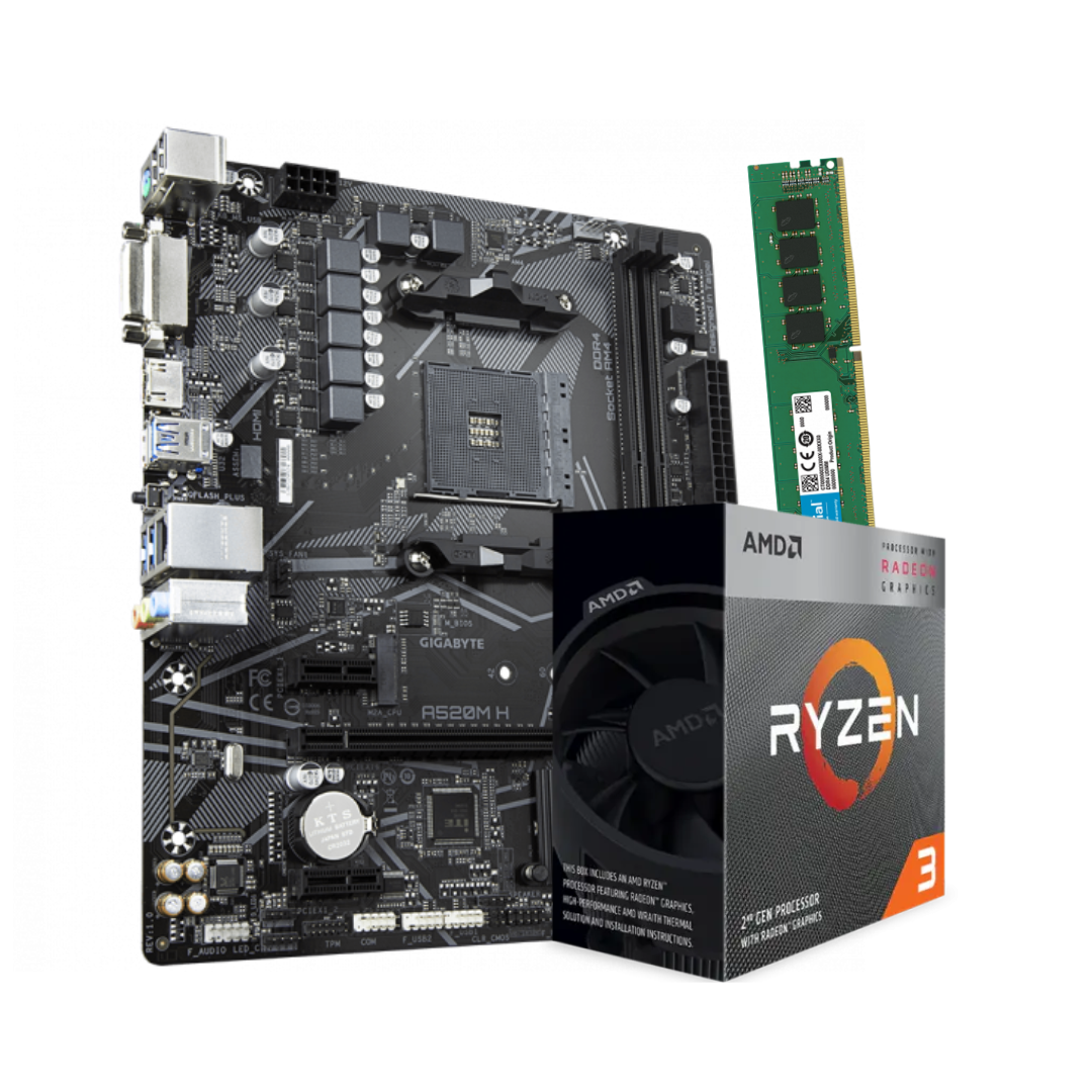 COMBO AMD RYZEN 3 3200G + A520 + 8GB RAM